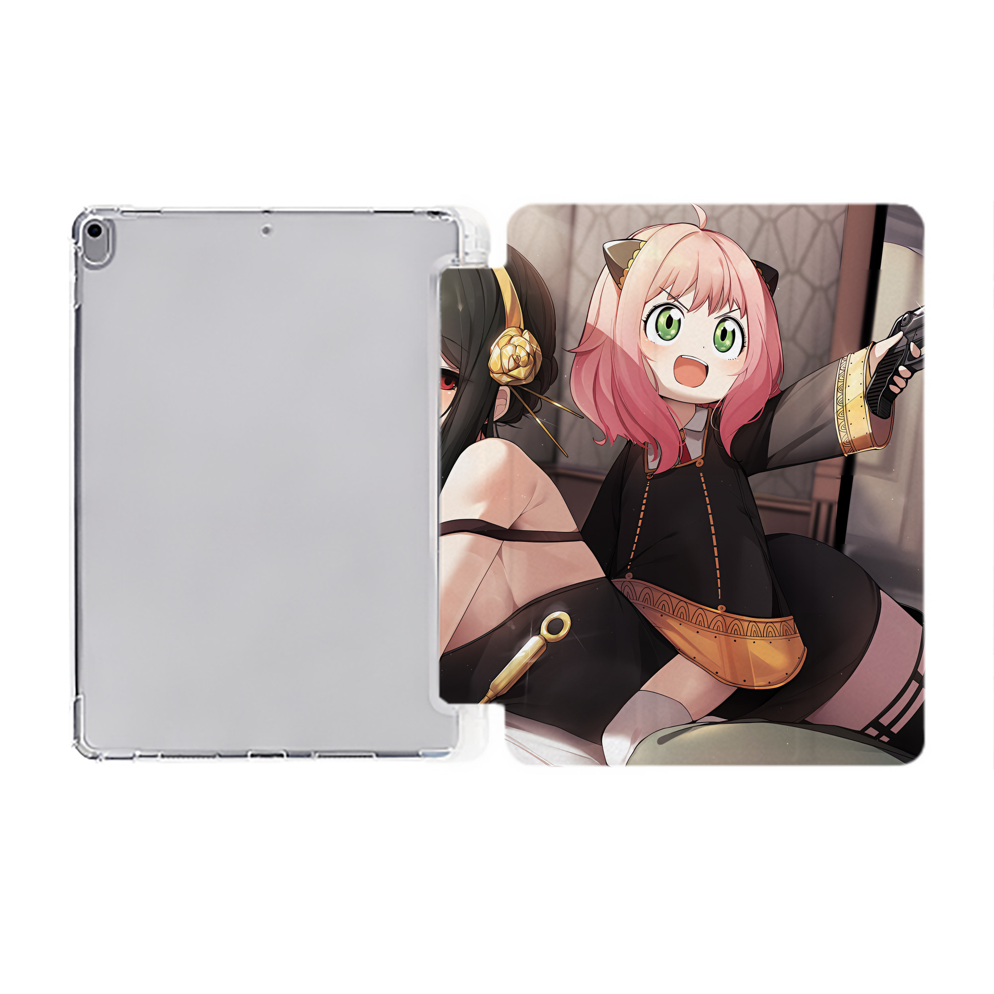 （画像用） SPY×FAMILY间谍家家酒 IPad ケース ペン収納付き 三つ折りスタンド PUレザー×シリコン 対応機種9.5/10.5/10.9インチ